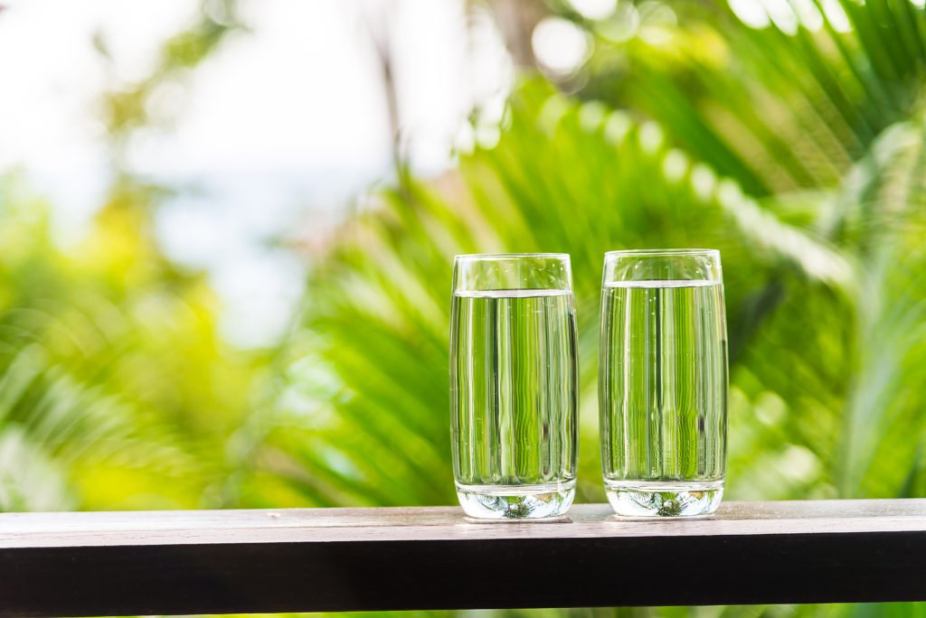 Glasses of pure filtered water