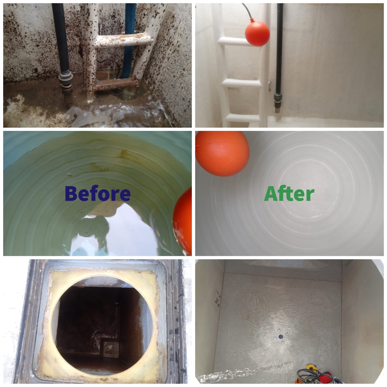 Inside of a dirty water tank before cleaning